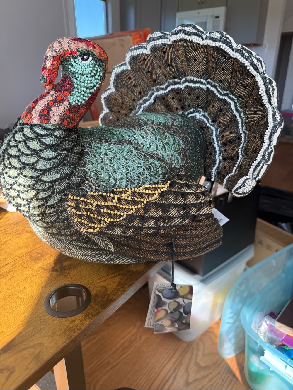 John Derian for Target beaded decorative turkey / Thanksgiving NWT